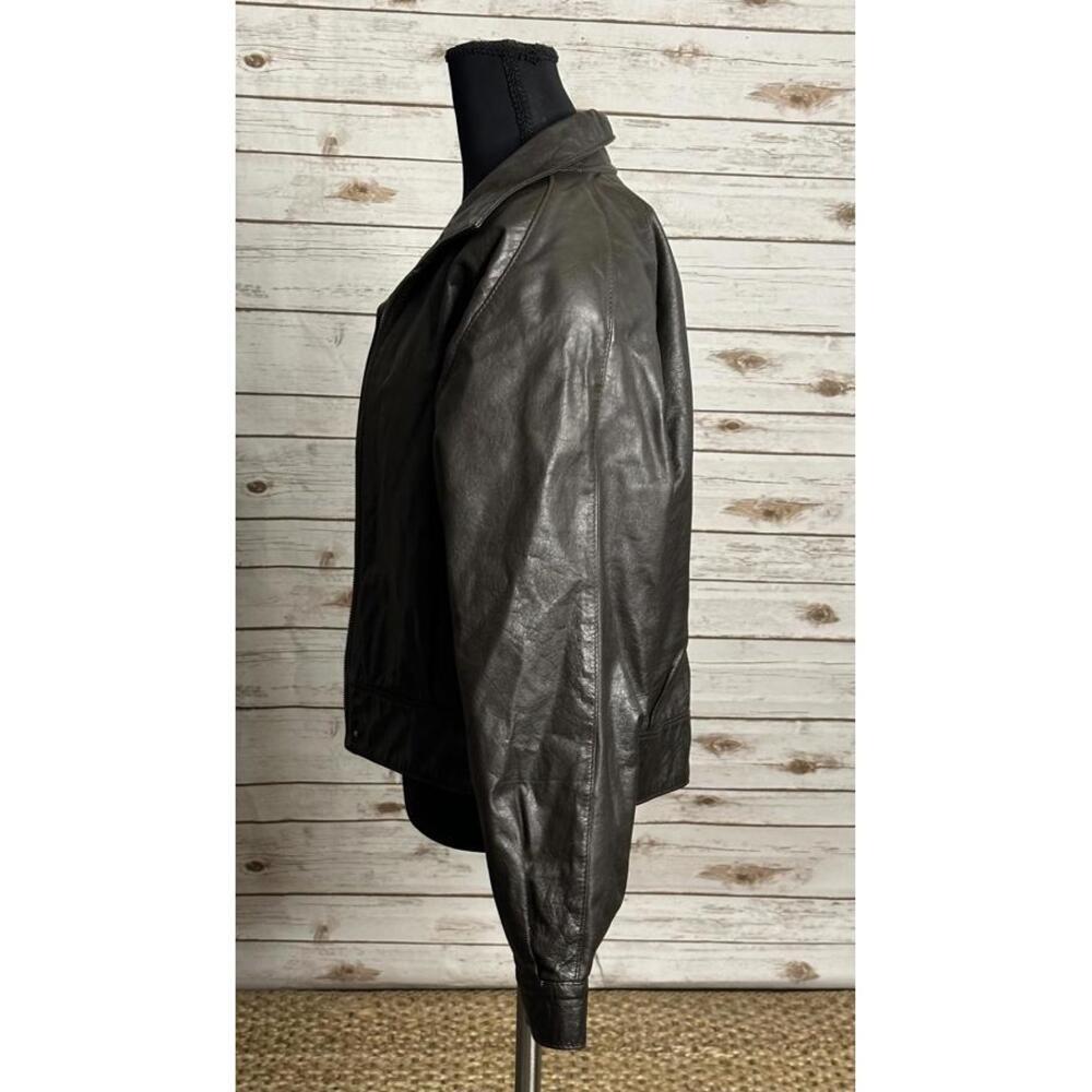 Vintage COMINT brown oversized leather bomber jacket Size Small - Picture 3 of 6